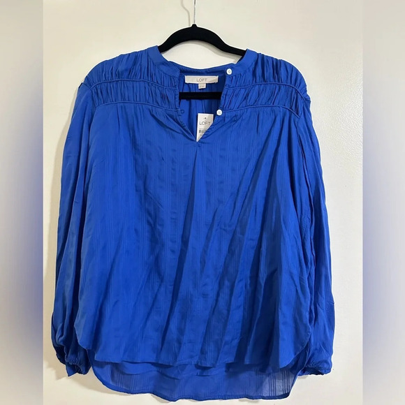 NWT Loft XS Blue Women's Long Sleeve Blouse - Picture 1 of 2
